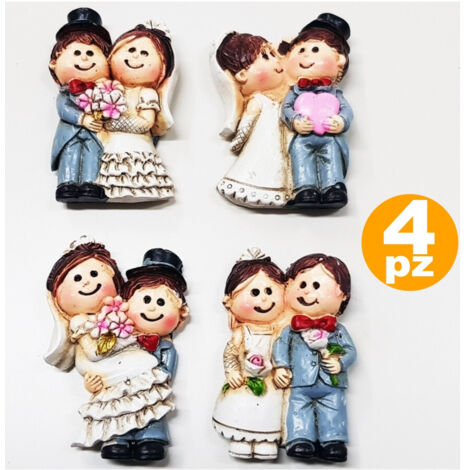 Trade Shop - SATZ 4 MAGNETE BRAUT UND BRÄUTIGAM KERAMIK HOCHZEIT GEFÄLLIGKEITEN PLATZHALTER -