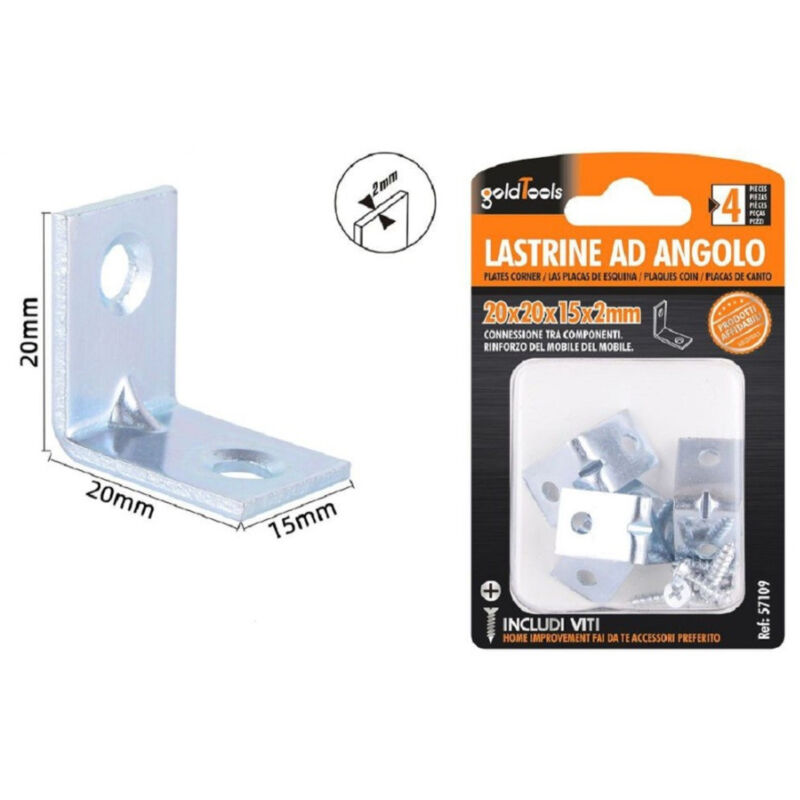 Trade Shop - satz 4 stück winkelplatte 20X20X15X2MM mit schrauben für möbel 57109 -