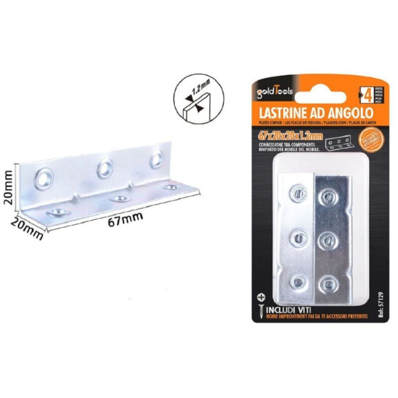 Trade Shop - satz 4 stück winkelplatte 67X20X20X1.2MM mobile schrauben 57129 -