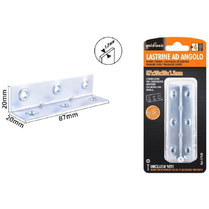 Trade Shop - satz 4STK. eckplatte 87X20X20X1,2 mm mobile schrauben 57130 -