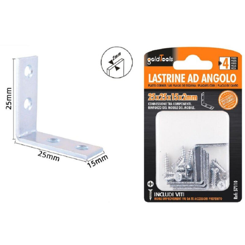 Trade Shop - satz 4 stück eckplatten 25X25X15X2MM mit beweglichen schrauben 57110 -