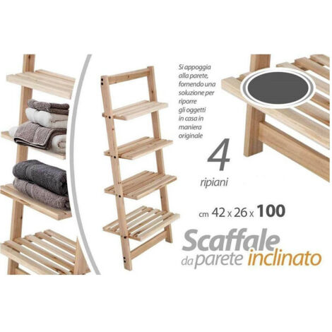 TRADE SHOP - Scaffale Appoggio Parete H100 42x26 Cm Arredo Bagno Mensole Oggetti Telo Doccia -