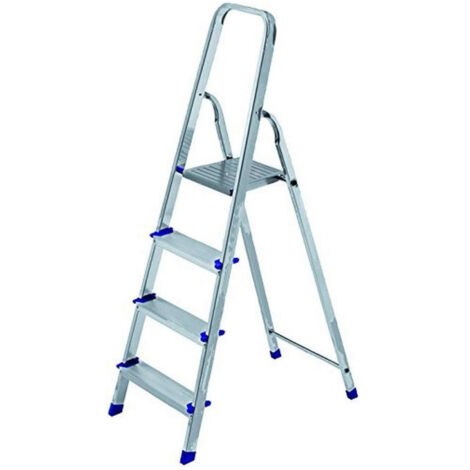 TRADE SHOP - Scala Scaletta Pieghevole 4 Gradini Antiscivolo Scaletto In Alluminio Max 150kg -