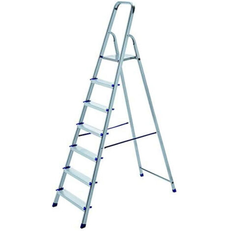 TRADE SHOP - Scala Scaletta Pieghevole 7 Gradini Antiscivolo Scaletto In Alluminio Max 150kg -