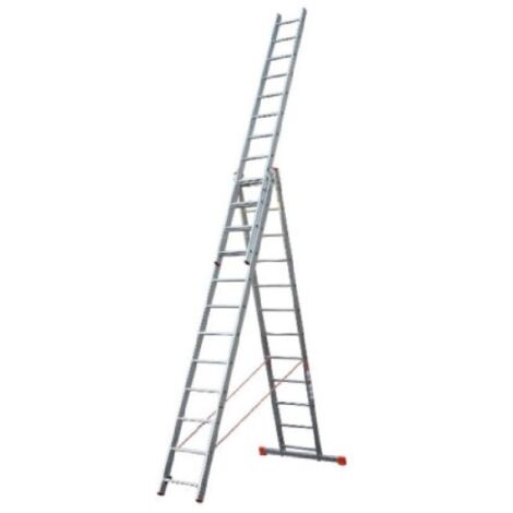 Scala Trasformabile 3 Elementi 3x9 Gradini fino a 6,84 metri tripla con  barra stabilizzatrice : : Fai da te