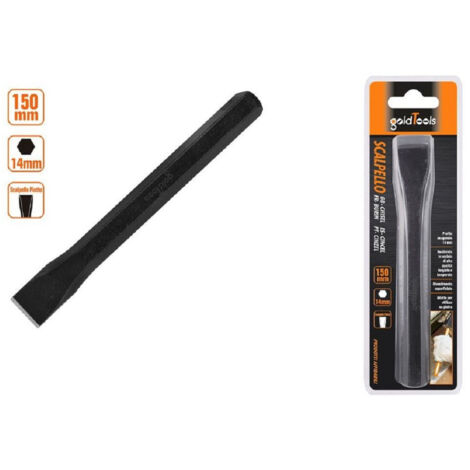 TRADE SHOP - Scalpello Piatto Attacco Esagonale In Acciaio 150x14mm Utilizzo Su Pietra 57014 -