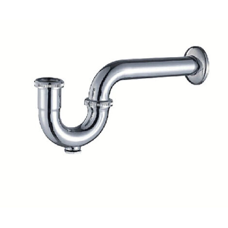 TRADE SHOP - Scarico Sifone A S Con Tappo Ispezionabile Per Bidet Curvo Cromato 1" 1/4 -