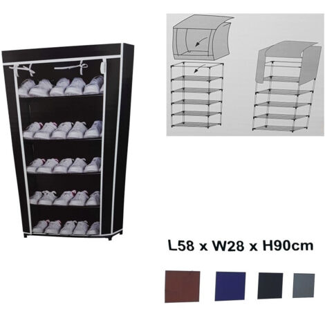 TRADE SHOP - Scarpiera 5 Ripiani Salvaspazio Copertura Antipolvere 58x28x90cm Organizer -