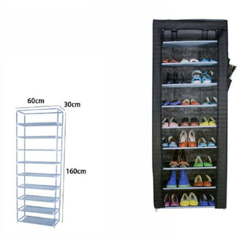 TRADE SHOP - Scarpiera 9 Ripiani In Tessuto Tnt Armadio Portatile Campeggio 60x30x160cm 69070 -