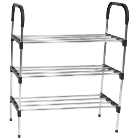 Trade Shop - Scarpiera In Metallo Plastica 3 Livelli 57x26x66cm Salvaspazio Porta Scarpe Casa -