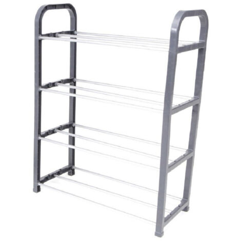 Trade Shop - Scarpiera In Plastica 4 Ripiani Livelli Salvaspazio 40x19x56cm Porta Scarpe Casa -