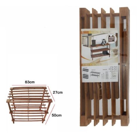 Trade Shop - Scarpiera Porta Scarpe 3 Piani Ripiani In Legno Scaffale Mobile 63x27x50cm 35974
