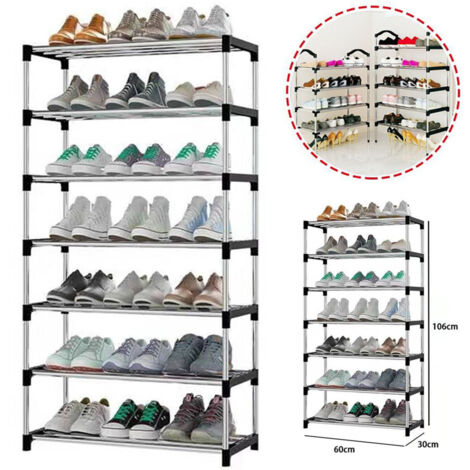 TRADE SHOP - Scarpiera Scaffale Casa Multiuso 7 Ripiani In Metallo Salvaspazio 60x30x106cm -