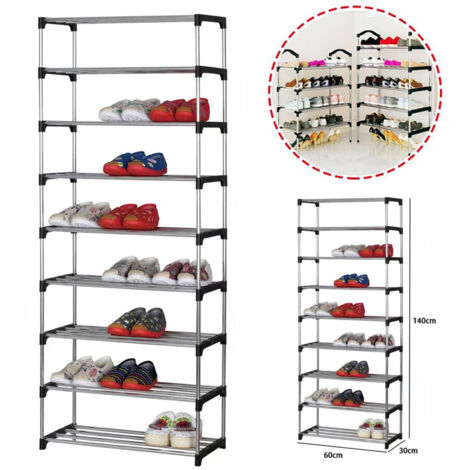 Trade Shop - Scarpiera Scaffale Casa Multiuso 9 Ripiani In Metallo Impilabile 60x30x140cm -