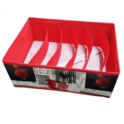 TRADE SHOP - Scatola Box 32x24x12 Cm 6 Comparti Biancheria Oggetti Contenitore Salvaspazio -
