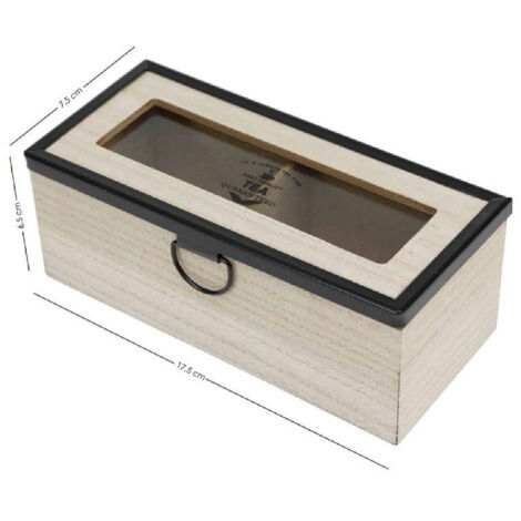 TRADE SHOP - Scatola Contenitore In Legno Per Tè Con Bacheca 2 Posti Scomparti Vetrina 219598 -