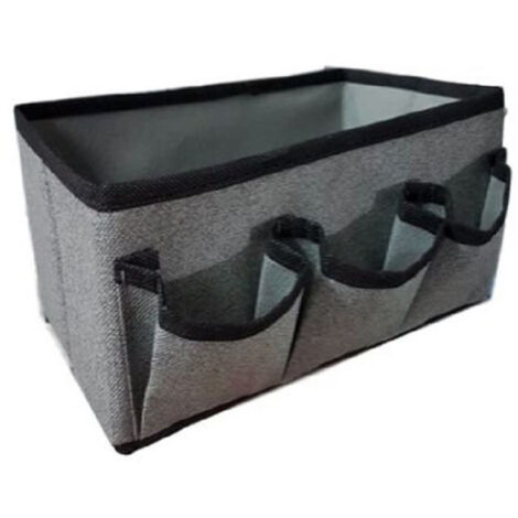 TRADE SHOP - Scatola Contenitore In Tessuto 25x15x12cm Con 3 Tasche Portaoggetti Organizer -