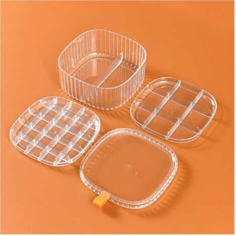 TRADE SHOP - Scatola Impilabile Trasparente 3 Strati Coperchio Portagioie Donna Portaoggetti -