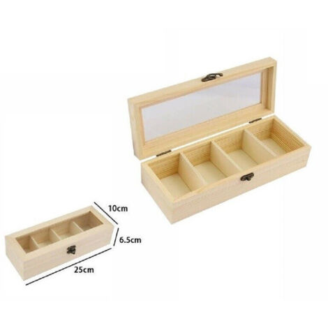 Trade Shop - Scatola Portagioie In Legno Con Bacheca 4 Posti Scomparti Vetrina 74025a Ly-1517 -