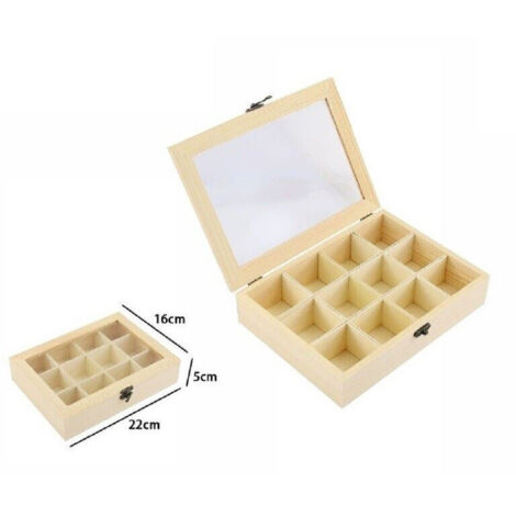 TRADE SHOP - Scatola Portagioie Legno Con Bacheca 12 Posti Scomparti Vetrina 74026a Ly-10626 -