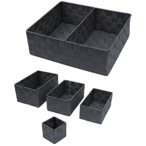 TRADE SHOP - Scatole In Tessuto Portaoggetti Organizer Per Bagno Armadi Scaffali 79154 Grigio -