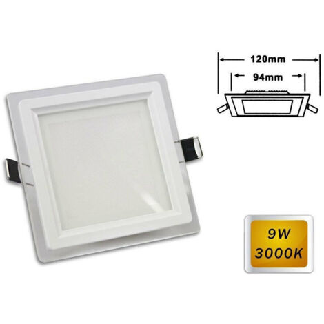 Trade Shop - SCHLANKES LED-PANEL MIT GLASRAND, QUADRATISCH, 9W LICHT, 6500K, 3000K, 4000K, P-94EQ -
