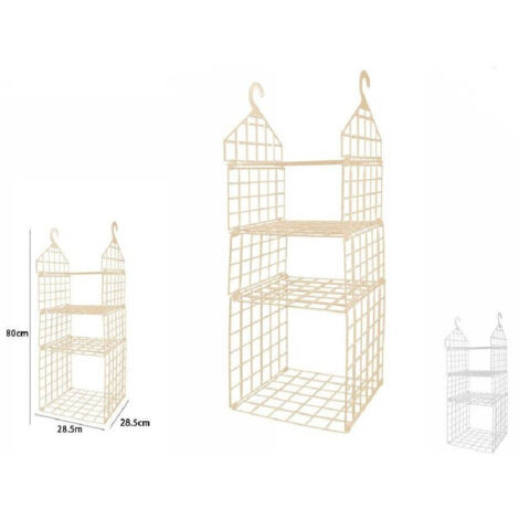 Trade Shop - Schrank-Organizer mit 4 Regalen und Haken, platzsparende Kleiderbügel, 80 x 29 x 29 cm, 70945 -