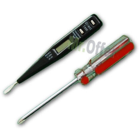 Trade Shop - SCHRAUBENDREHER-SATZ + DIGITALER PHASENPRÜFER LCD-DISPLAY SPANNUNGSPRÜFER 220V -
