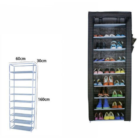 Trade Shop - SCHUHREGAL 9 FÄCHER TNT STOFF TRAGBARE CAMPING SCHRANK 60X30X160CM 69070 -