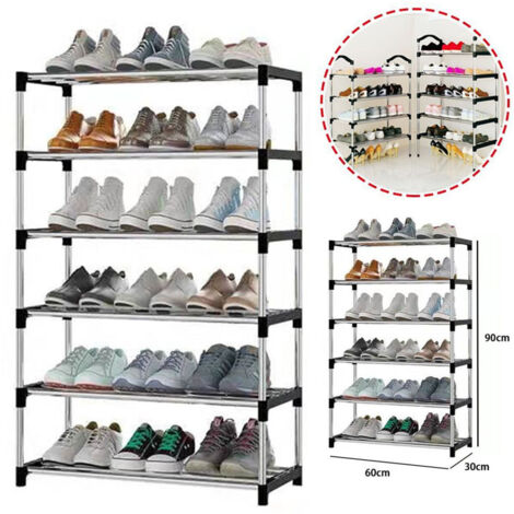 Trade Shop - SCHUHSCHRANK MEHRZWECKREGAL 6 PLATZSPARENDE REGALE STAPELBAR AUS METALL 60X30X90CM -