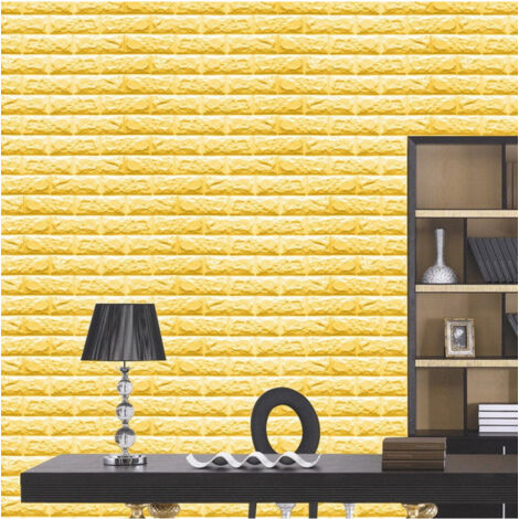 Trade Shop - SCHWAMMPANEEL 3D GELB KLEBEWAND EFFEKT ZIEGELWAND 70X77CM -