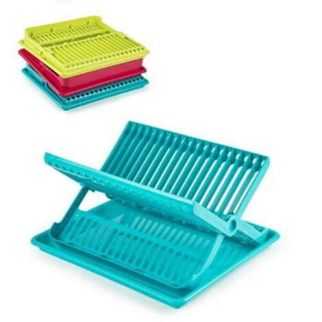 TRADE SHOP - Scolapiatti Pieghevole In Plastica Colorata Scola Piatti Accessorio Da Cucina -