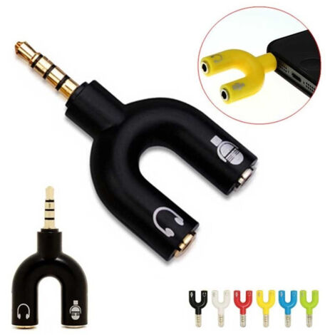 TRADE SHOP - Sdoppiatore Microfono Cuffia Headphone Splitter Jack 3.5 Mm Smatphone Pc -