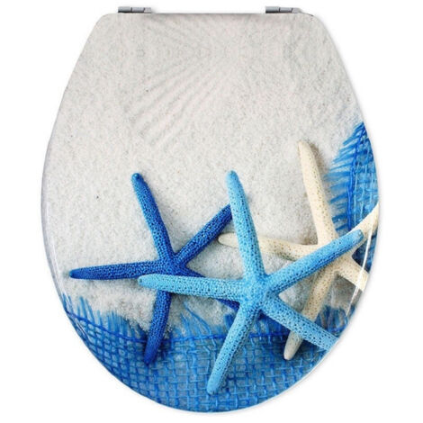 TRADE SHOP - Sedile Copriwater Universale Per Bagno Copri Wc Water In Legno Stelle Marine -        3,5