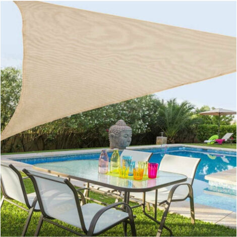 Trade Shop - SEGEL MARKISE 3,6 X 3,6 M DREIECKIG SCHATTEN GARTEN STOFF -      Beige