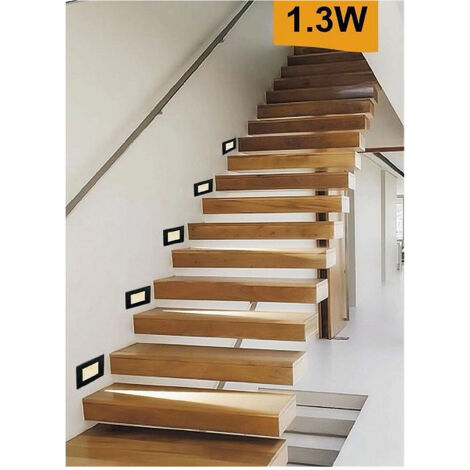 TRADE SHOP - Segnapasso Placca Nera Muro Sensore Movimento Pir 1,3 W Cassetta 503 Xggyd-001n - -Bianco Caldo      -