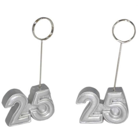 TRADE SHOP - Segnaposto 25 Argento 12 Pezzi Segna Posto Clip Portafoto Segnatavola Matrimonio -