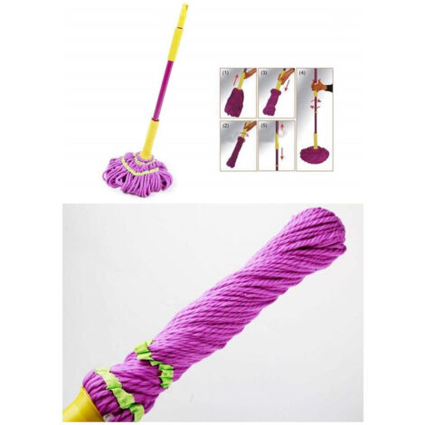 Trade Shop - Selbstauswringender Moppbesen, 130 x 9 x 9 cm, rotierende Mikrofaser-Auswringer, wäscht Böden -