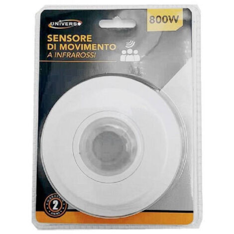 Trade Shop - Sensore Di Movimento A Infrarossi 360° Per Lampadine 800watt Ip20 Bianco Yca1050 -