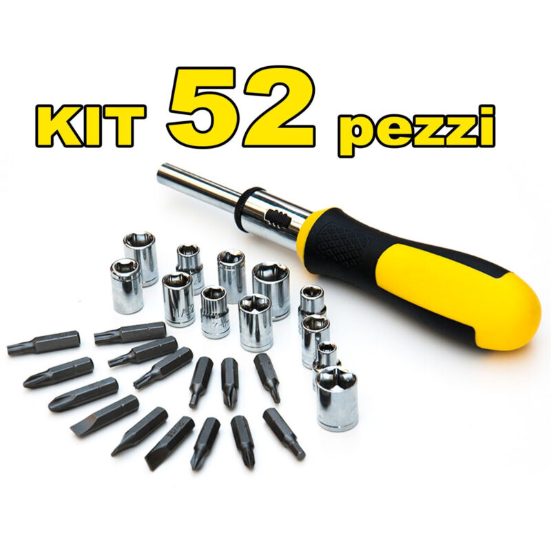 Image of Trade Shop - MULTIBIT-SCHRAUBENDREHER-SERIE RATSCHENSCHRAUBENDREHER MIT 52 CHROM-VANADIUM-BITS -