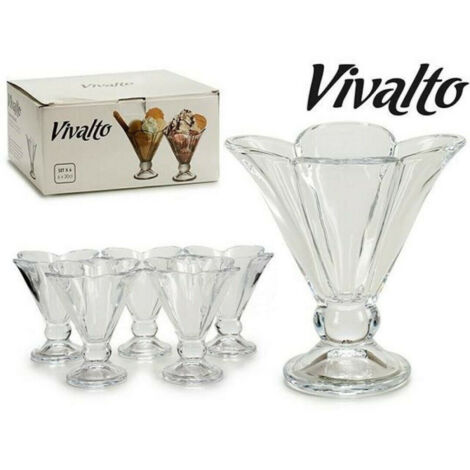 Trade Shop - SERVICE-SET 6-TEILIG, BLUMENFÖRMIGE GLASBECHER 30CL FÜR EIS -