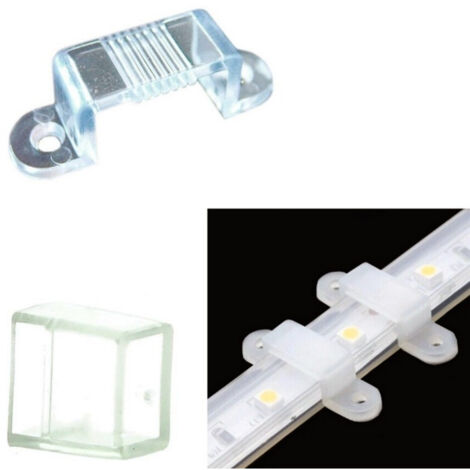 Trade Shop - Set 10 Clips + 2 Conectores Ojales Bloqueo Tira Led Carrete Impermeable 12mm Tornillos -