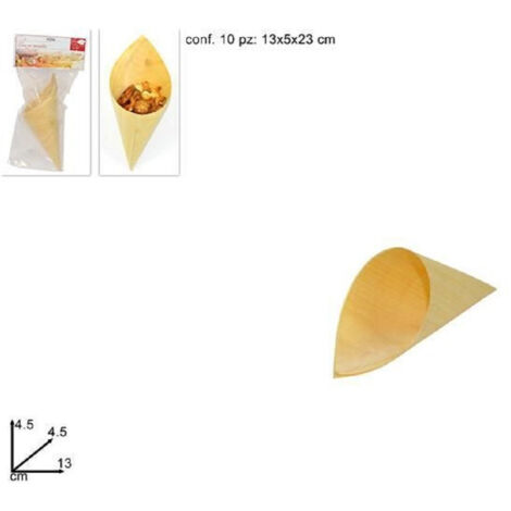 TRADE SHOP - Set 10 Pezzi Cono Coni Da 13x4.5 Cm Per Buffet Finger Food Ciotola Stuzzichini -