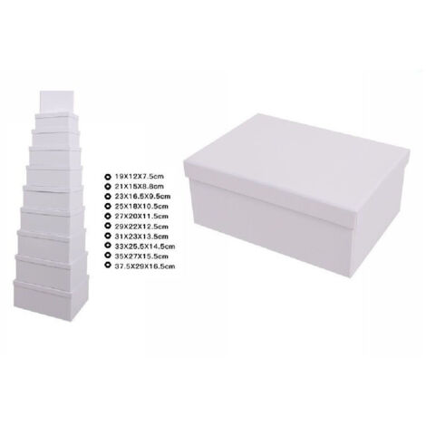 TRADE SHOP - Set 10 Pezzi Scatole Scatola Box Per Regali Varie Misure Matrioska Bianche 69288 -