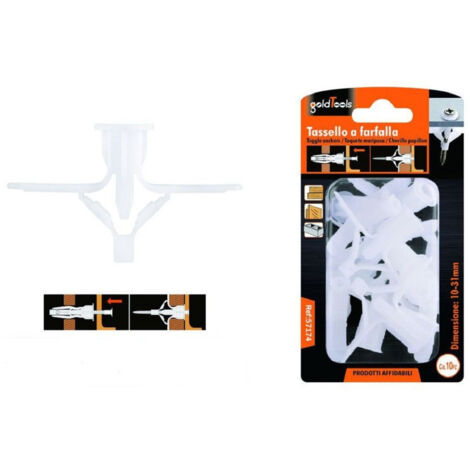 TRADE SHOP - Set 10 Pezzi Tasselli Tassello A Farfalla Espansione A Molla 10-31 Mm Viti 57174 -