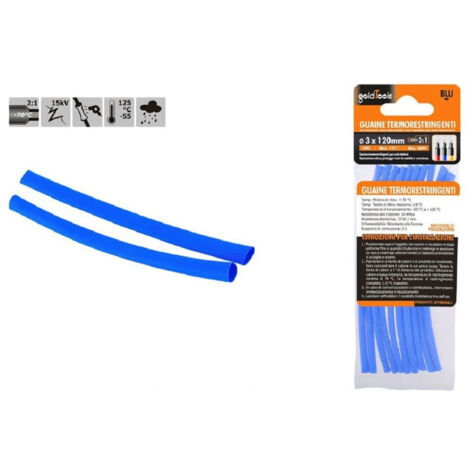 TRADE SHOP - Set 10 Pz Guaine Termorestringenti Termoretrattili Blu 3 X 120 Mm Per Cavi 57077 -