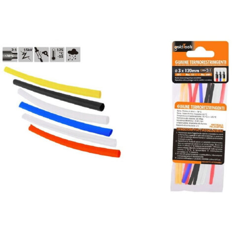 TRADE SHOP - Set 10 Pz Guaine Termorestringenti Termoretrattili Colorate 3x120mm Cavi 57092 -