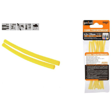 Trade Shop - Set 10 Uds Funda Termocontraible Amarilla 3x120mm Para Cables 57087 -