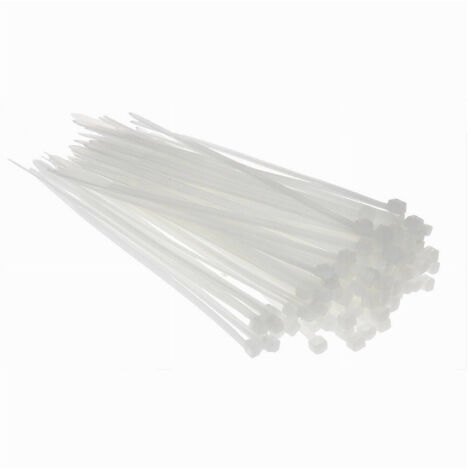 TRADE SHOP - Set 100 Pz Fascette Serracavo Autobloccanti In Nylon Bianco 2.5mmx100mm 25-100-b -