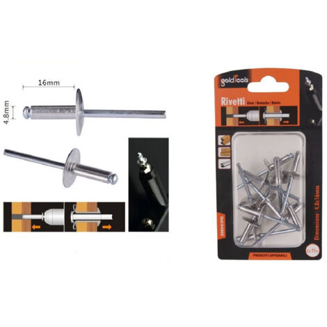 Trade Shop - Set 11 Pezzi Rivetti Rivetto 4.8 X 16 Mm Accessori Bricolage Ferramenta 94982 -
